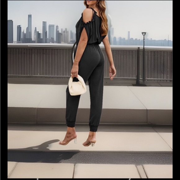 Sexy Elegant Jumpsuit 4 Womens Dressy 1Pc Romper Cold Shoulder Slit Sleek Suit - Picture 4 of 16